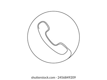 Telephone receiver continuous one line drawing vector illustration.  