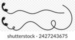 Telephone receiver with a cord. Phone handset with extension cord. Vector clipart.