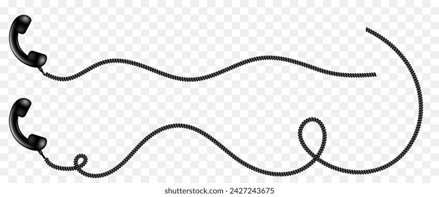 Receptor de teléfono con un cable. Teléfono móvil con cable de extensión. Vector clipart.