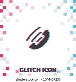 Telephone receiver  glitch effect vector icon.