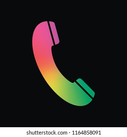 Telephone receiver icon. Rainbow color and dark background