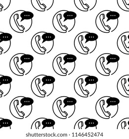 Telephone Receiver Icon Seamless Pattern Vector Art Illustration