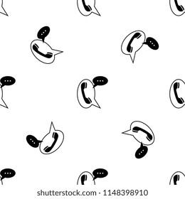 Telephone Receiver Icon Seamless Pattern Vector Art Illustration