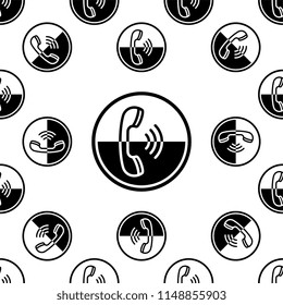 Telephone Receiver Icon Seamless Pattern Vector Art Illustration