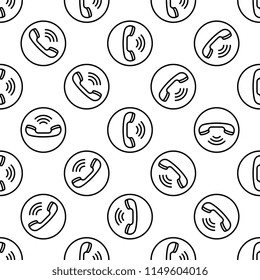 Telephone Receiver Icon Seamless Pattern Vector Art Illustration