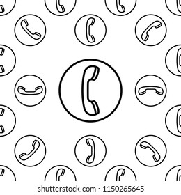 Telephone Receiver Icon Seamless Pattern Vector Art Illustration