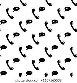 Telephone Receiver Icon Seamless Pattern Vector Art Illustration