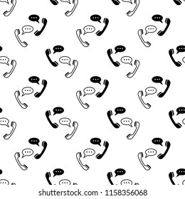 Telephone Receiver Icon Seamless Pattern Vector Art Illustration