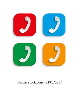Telephone receiver icon with shadow 
