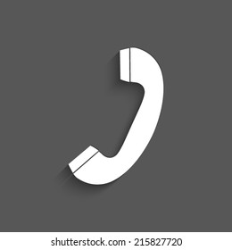 Telephone receiver icon with shadow on a grey background