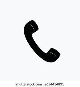 Telephone Receiver Icon Silhouette Isolated on White Background