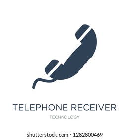 telephone receiver icon vector on white background, telephone receiver trendy filled icons from Technology collection, telephone receiver vector illustration