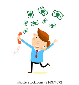 telephone receiver and money,vector,illustrator.