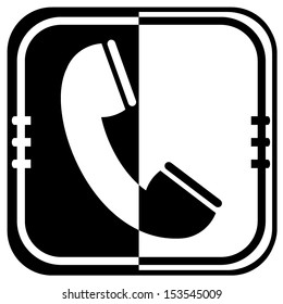 Telephone receiver on black and white button