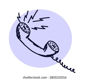 Telephone receiver on a white background. Sketch. Vector illustration.