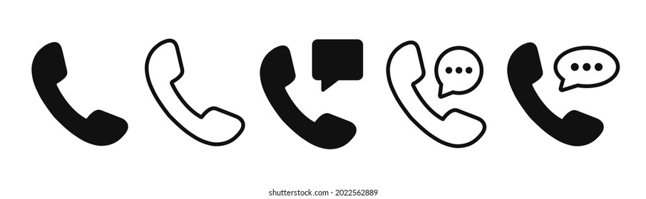 Telephone receiver or phone icon set