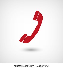 Telephone receiver - red vector  icon with shadow