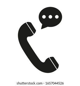 telephone receiver with speech bubble on a white background