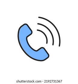 Telephone receiver thin line icon. Colourful linear symbol. Vector illustration.