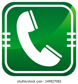 Telephone receiver vector green icon