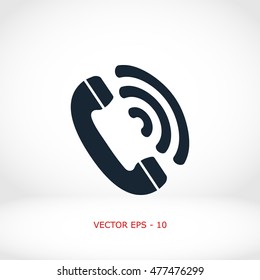 Telephone receiver vector icon, flat design best vector icon