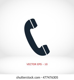 Telephone receiver vector icon, flat design best vector icon