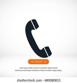 Telephone receiver vector icon, flat design best vector icon