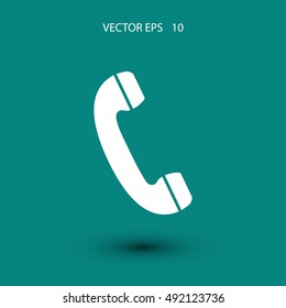 Telephone receiver vector icon, flat design best vector icon