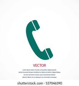 Telephone receiver vector icon, flat design best vector icon