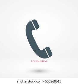 Telephone receiver vector icon, flat design best vector icon
