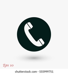 Telephone receiver vector icon, flat design best vector icon