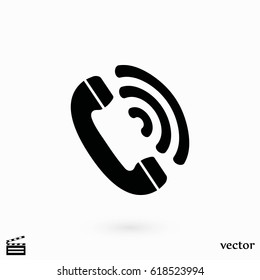 Telephone receiver vector icon, flat design best vector icon