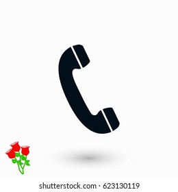 Telephone receiver vector icon, flat design best vector icon