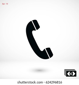 Telephone receiver vector icon, flat design best vector icon