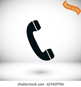 Telephone receiver vector icon, flat design best vector icon