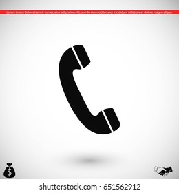 Telephone receiver vector icon, flat design best vector icon