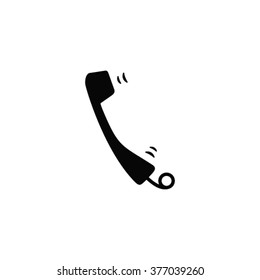 Telephone Receiver Vector Icon. Landline Phone With Wire Cord.