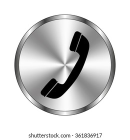 Telephone receiver - vector icon;  metal button