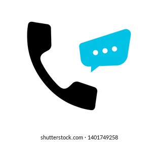 Telephone receiver vector icon. Telephone receiver with speech bubble symbol. contact us vector icon