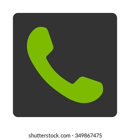 Telephone Receiver vector icon. Style is flat rounded square button, eco green and gray colors, white background.