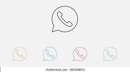 Icono del vector del receptor del teléfono. Hablando por teléfono. Teléfono con icono de burbuja de voz. Conjunto de coloridos iconos de diseño plano