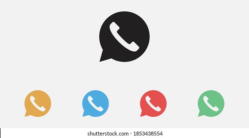 Telefonempfänger, Vektorsymbol. Telefonische Ikone. Telefon mit Sprechblase Symbol. Set von bunten Design-Symbolen