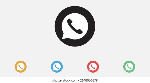 Icono del vector del receptor del teléfono. Hablando por teléfono. Teléfono con icono de burbuja de voz. Conjunto de coloridos iconos de diseño plano