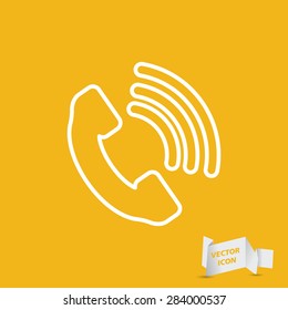 Telephone receiver vector icon - thin line art design