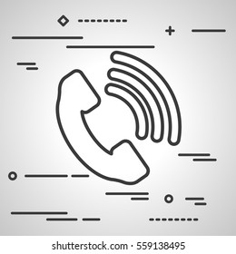 Telephone receiver vector icon - thin line art design