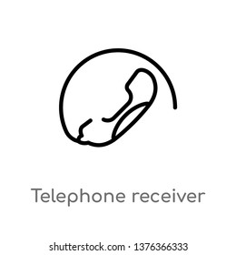 telephone receiver vector line icon. Simple element illustration. telephone receiver outline icon from technology concept. Can be used for web and mobile
