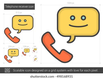 Telephone receiver vector line icon isolated on white background. Telephone receiver line icon for infographic, website or app. Scalable icon designed on a grid system.