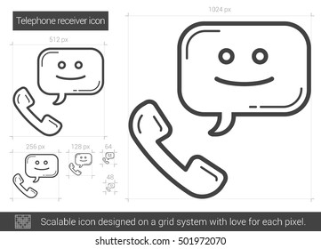 Icono de línea vector receptor de teléfono aislado en fondo blanco. Icono de la línea del receptor del teléfono para infografía, sitio web o aplicación. Icono escalable diseñado en un sistema de cuadrícula.