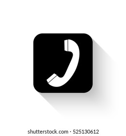 Telephone receiver - white vector  icon with shadow