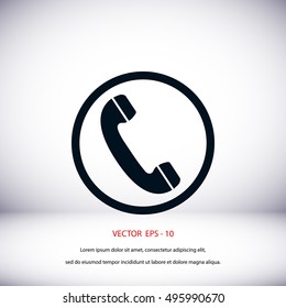 Telephone reciver vector icon, flat design best vector icon